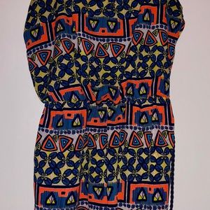 Boho Tribal Pattern Orange Aqua & Yellow Romper 李